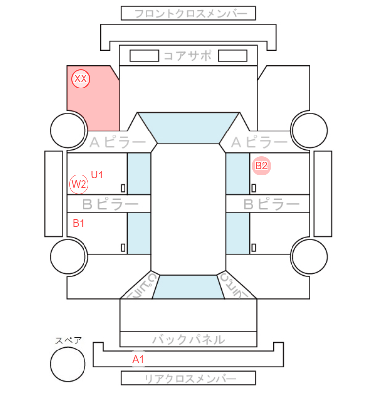 Body condition diagram (damage marks, Japanese labels)