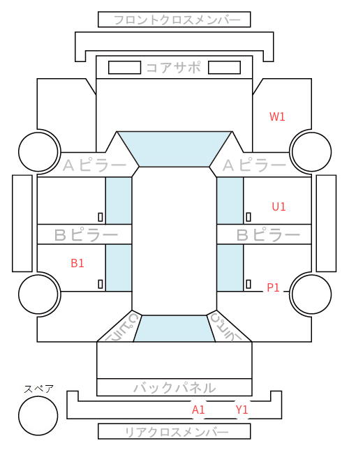 Body condition diagram (damage marks, Japanese labels)