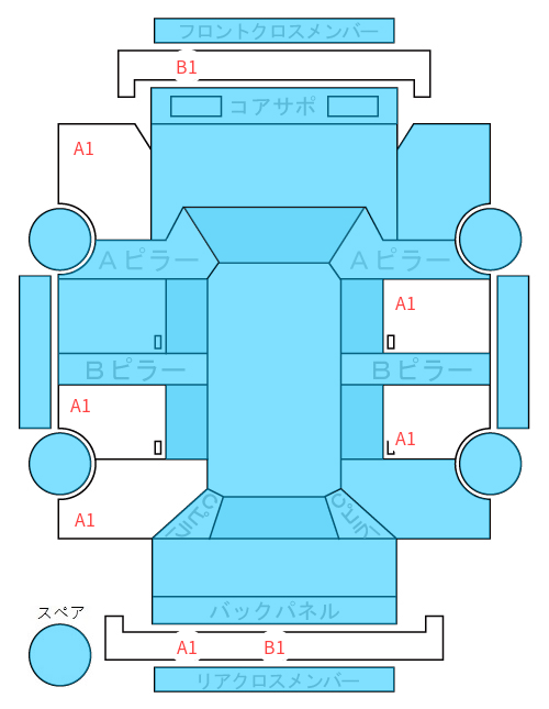 Body condition diagram (damage marks, Japanese labels)