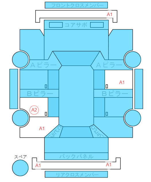 Body condition diagram (damage marks, Japanese labels)