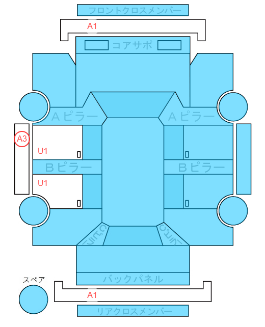 Body condition diagram (damage marks, Japanese labels)