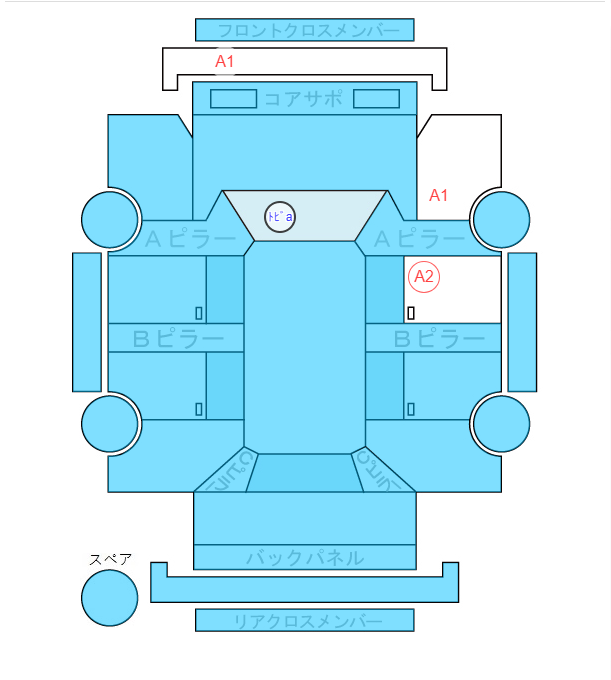 Body condition diagram (damage marks, Japanese labels)