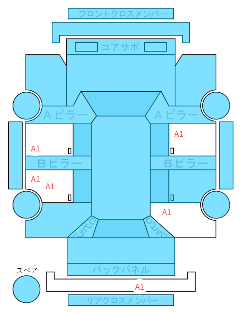 Body condition diagram (damage marks, Japanese labels)