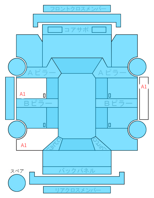 Body condition diagram (damage marks, Japanese labels)