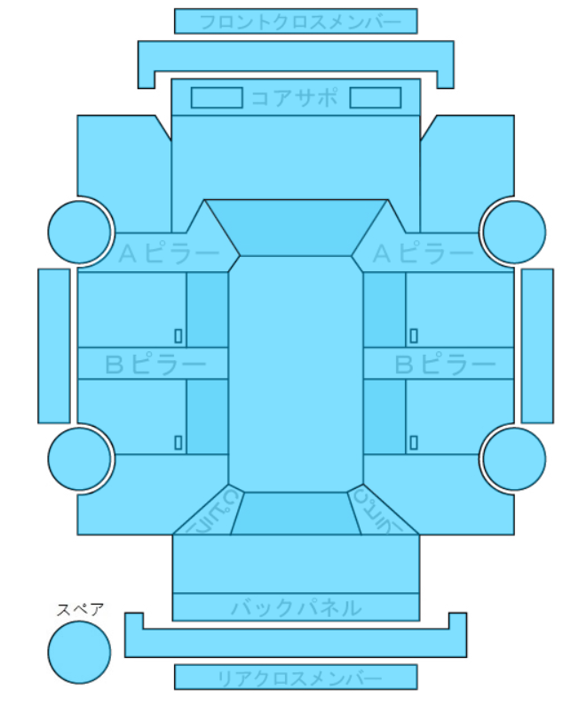 Body condition diagram (damage marks, Japanese labels)