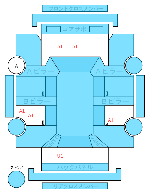 Body condition diagram (damage marks, Japanese labels)
