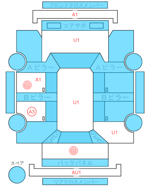 Body condition diagram (damage marks, Japanese labels)