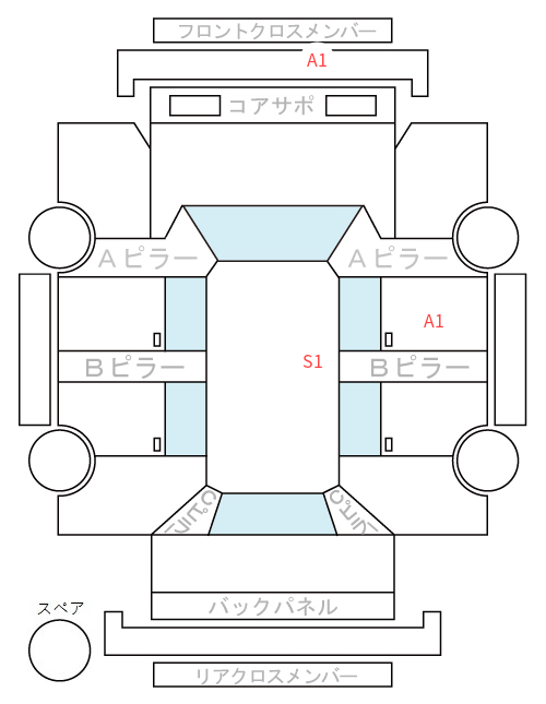 Body condition diagram (damage marks, Japanese labels)