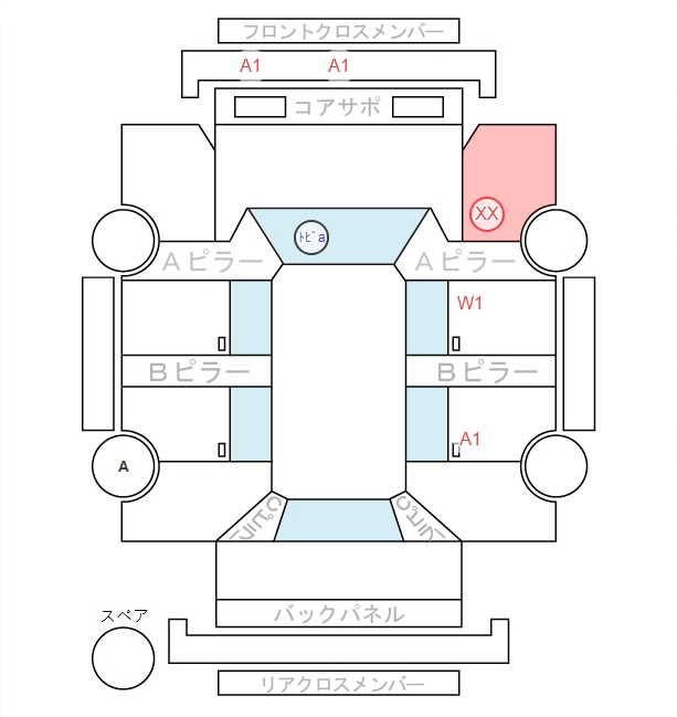 Body condition diagram (damage marks, Japanese labels)