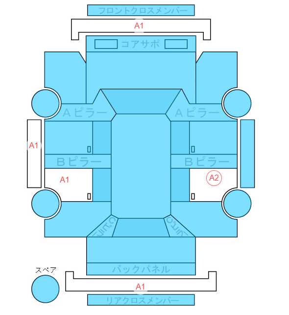 Body condition diagram (damage marks, Japanese labels)