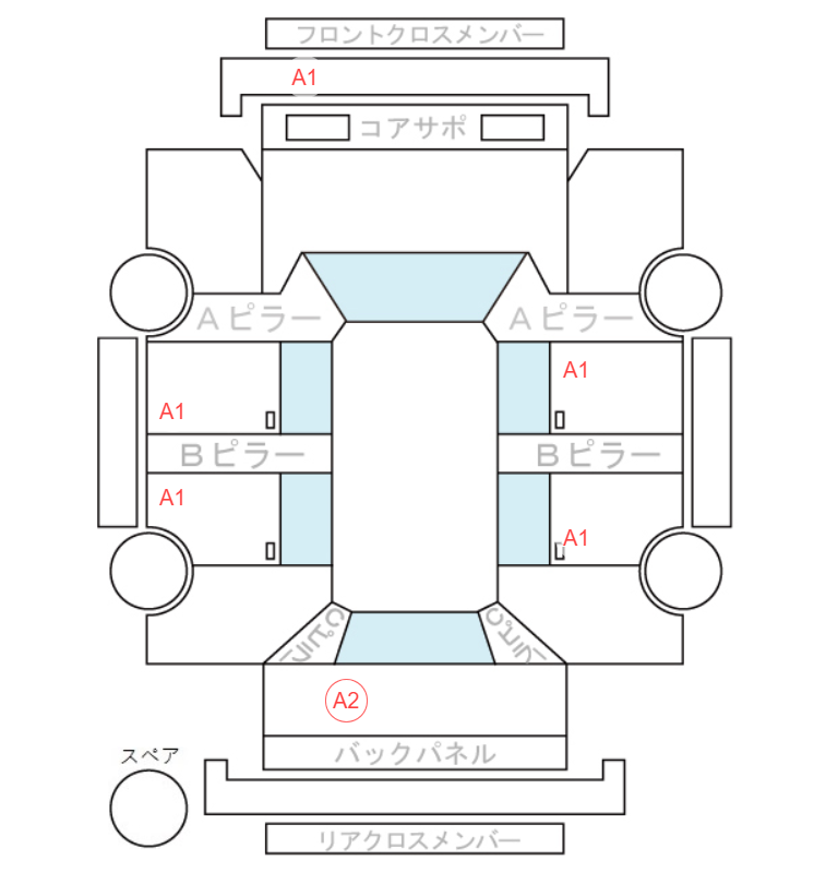 Body condition diagram (damage marks, Japanese labels)