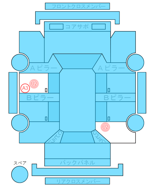 Body condition diagram (damage marks, Japanese labels)