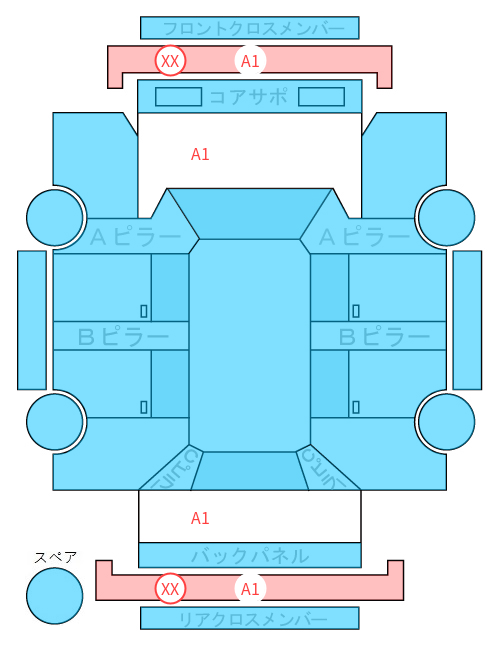 Body condition diagram (damage marks, Japanese labels)