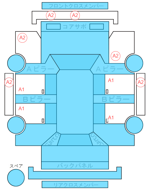 Body condition diagram (damage marks, Japanese labels)