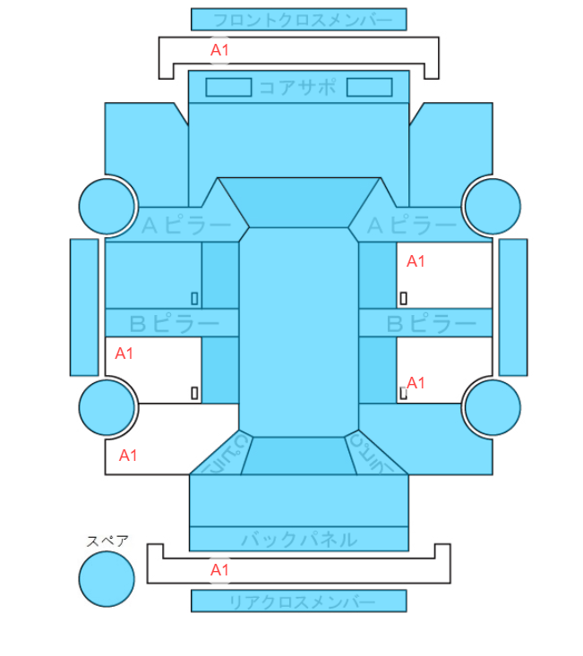 Body condition diagram (damage marks, Japanese labels)