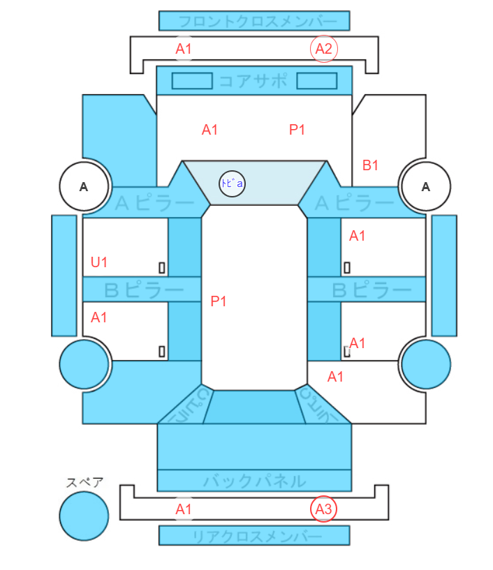 Body condition diagram (damage marks, Japanese labels)