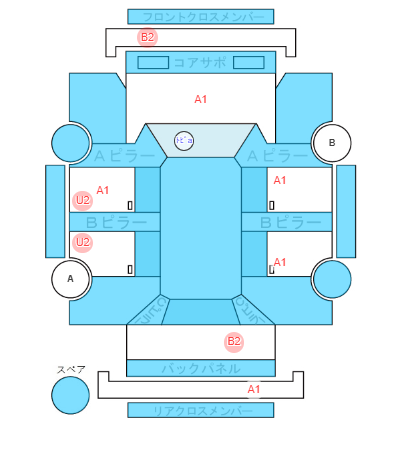 Body condition diagram (damage marks, Japanese labels)