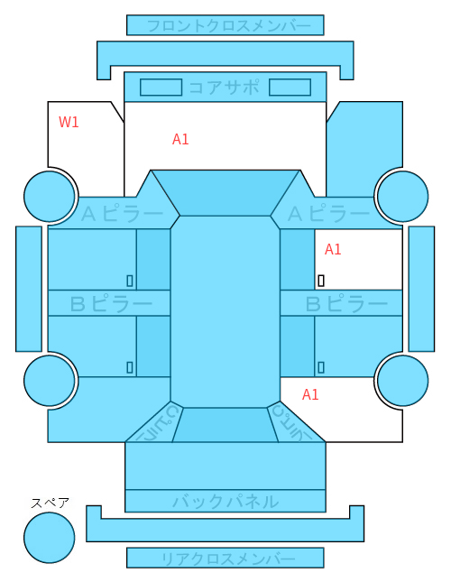 Body condition diagram (damage marks, Japanese labels)