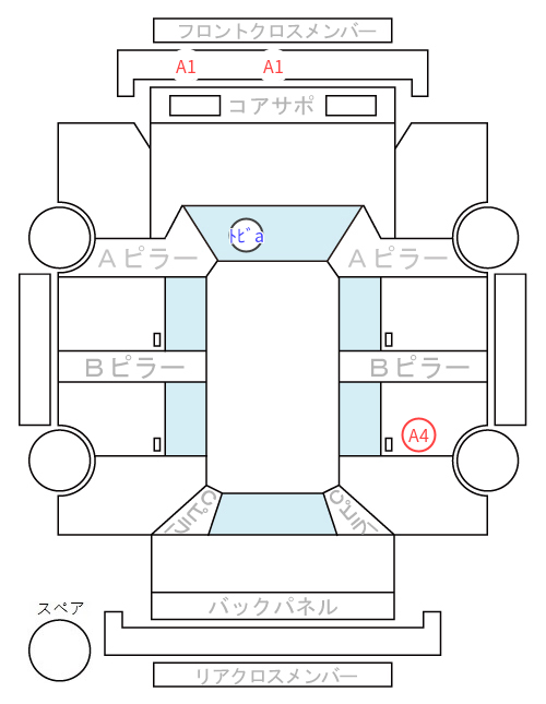 Body condition diagram (damage marks, Japanese labels)