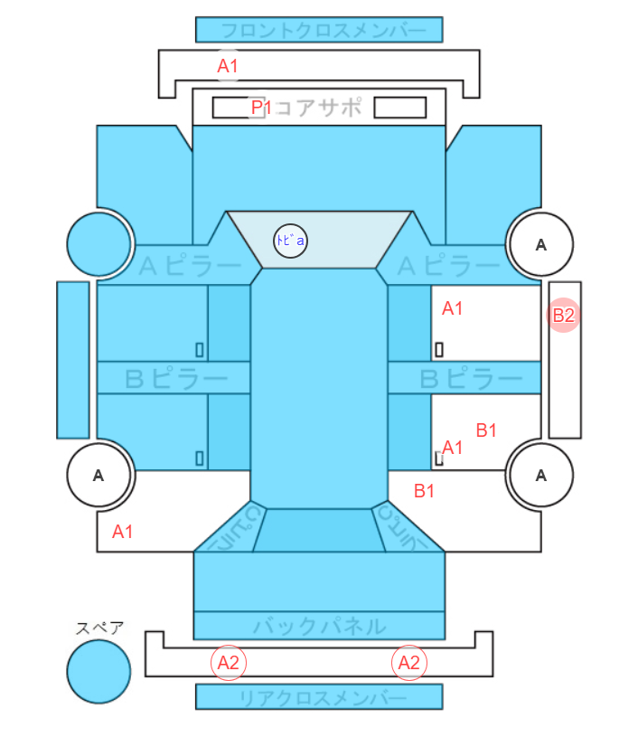Body condition diagram (damage marks, Japanese labels)