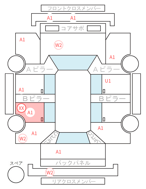 Body condition diagram (damage marks, Japanese labels)