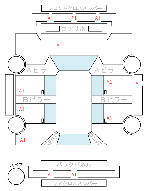 Body condition diagram (damage marks, Japanese labels)