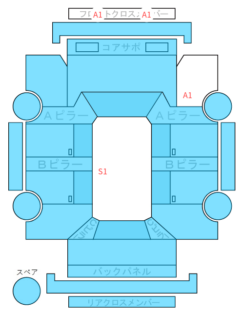 Body condition diagram (damage marks, Japanese labels)