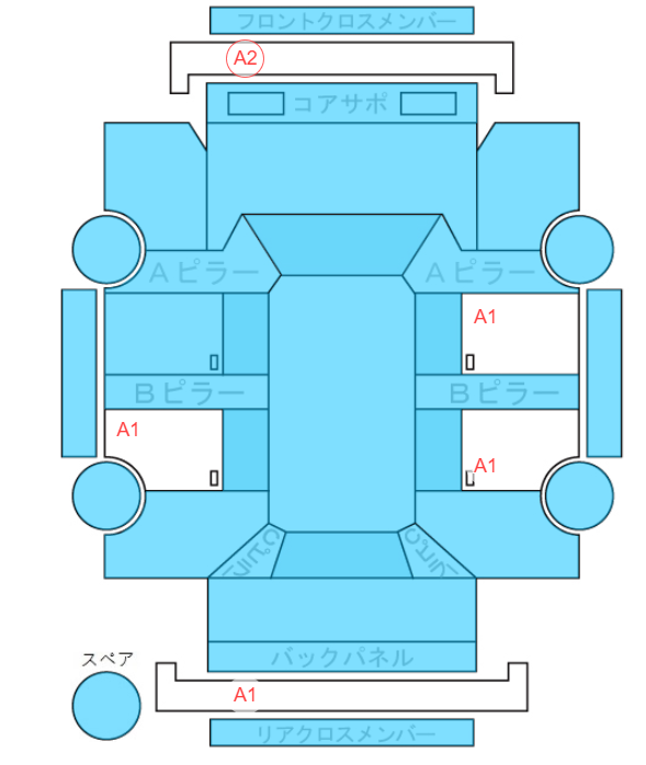 Body condition diagram (damage marks, Japanese labels)