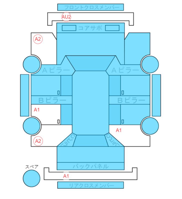 Body condition diagram (damage marks, Japanese labels)