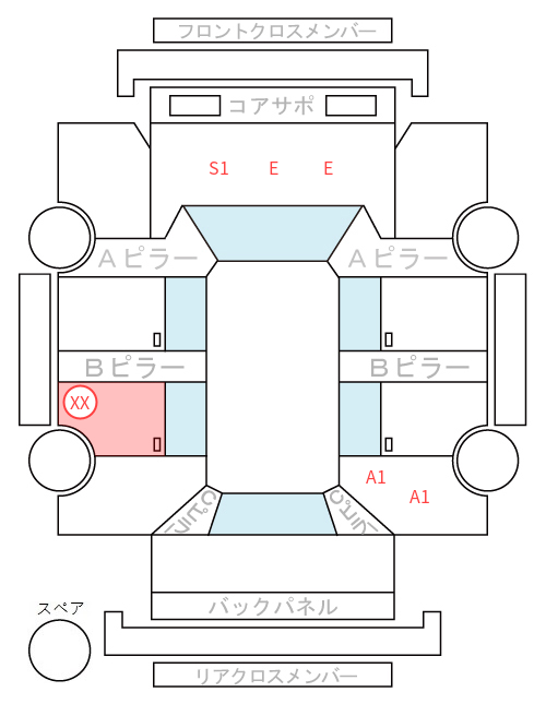Body condition diagram (damage marks, Japanese labels)