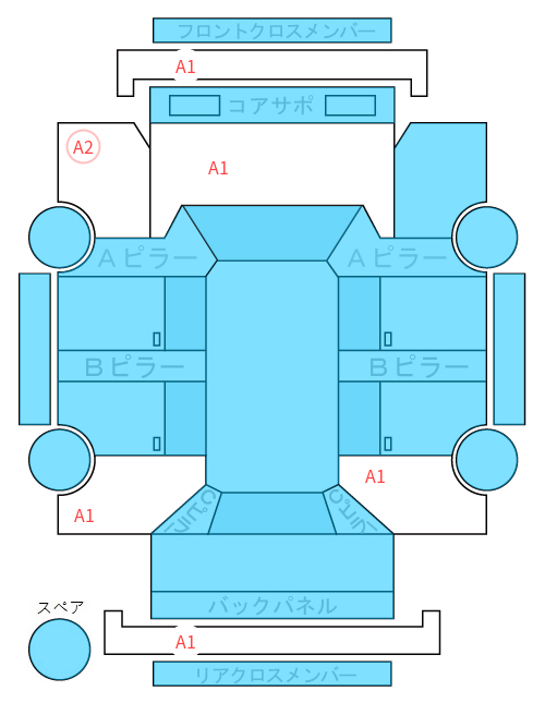 Body condition diagram (damage marks, Japanese labels)