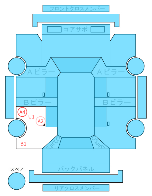 Body condition diagram (damage marks, Japanese labels)