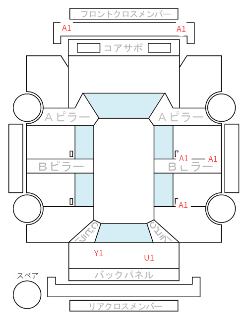 Body condition diagram (damage marks, Japanese labels)