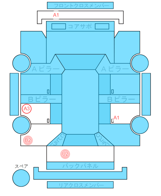 Body condition diagram (damage marks, Japanese labels)