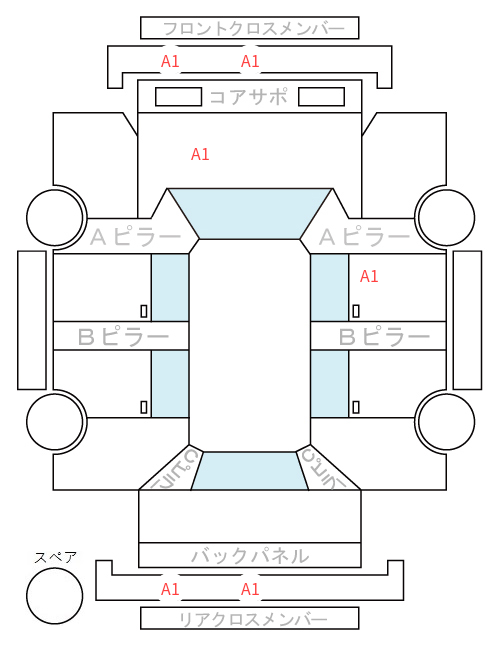 Body condition diagram (damage marks, Japanese labels)