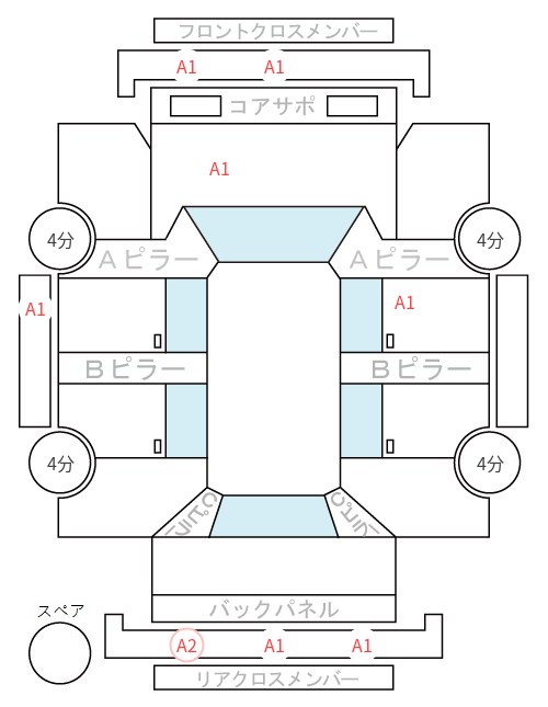 Body condition diagram (damage marks, Japanese labels)