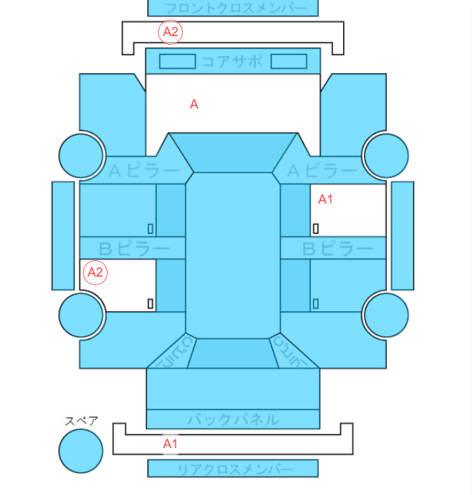 Body condition diagram (damage marks, Japanese labels)