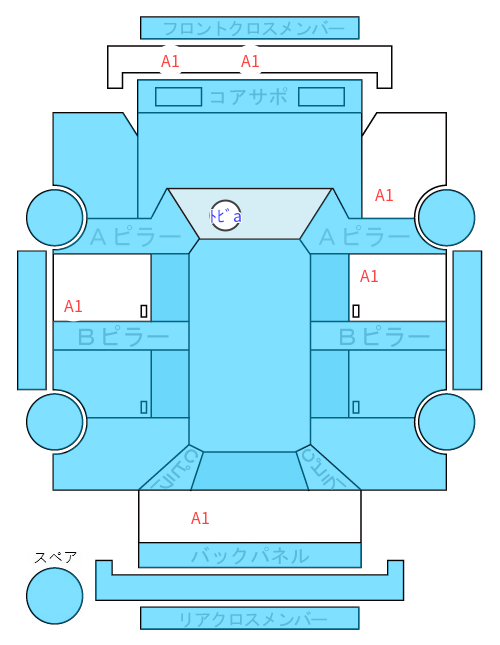 Body condition diagram (damage marks, Japanese labels)