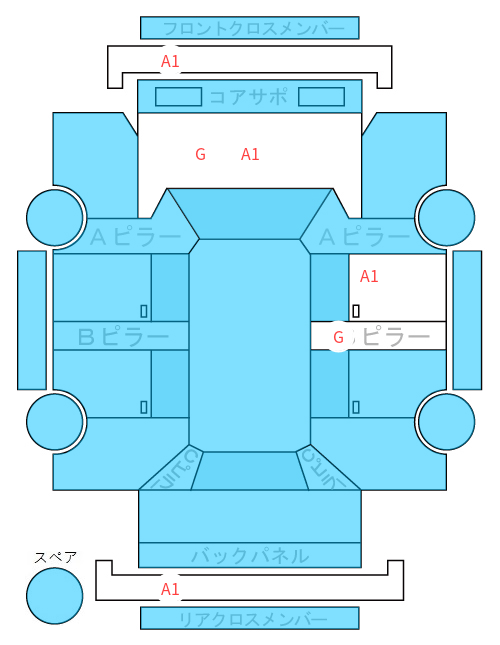 Body condition diagram (damage marks, Japanese labels)