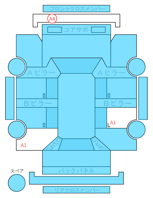 Body condition diagram (damage marks, Japanese labels)