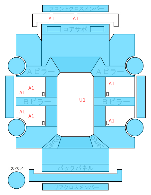 Body condition diagram (damage marks, Japanese labels)