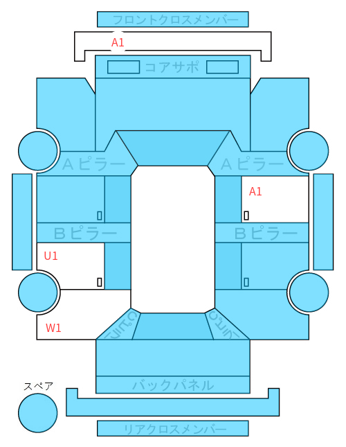 Body condition diagram (damage marks, Japanese labels)