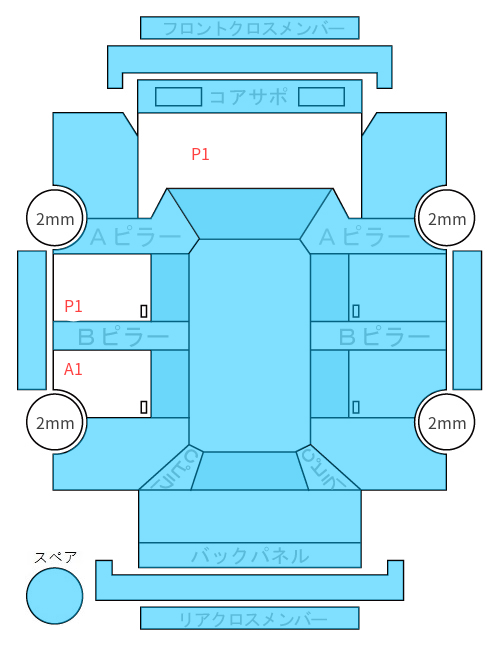 Body condition diagram (damage marks, Japanese labels)
