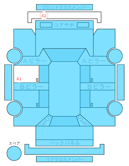 Body condition diagram (damage marks, Japanese labels)
