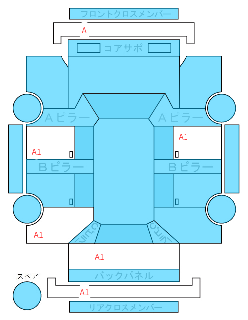 Body condition diagram (damage marks, Japanese labels)