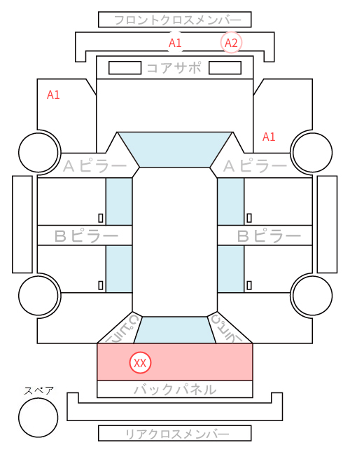 Body condition diagram (damage marks, Japanese labels)
