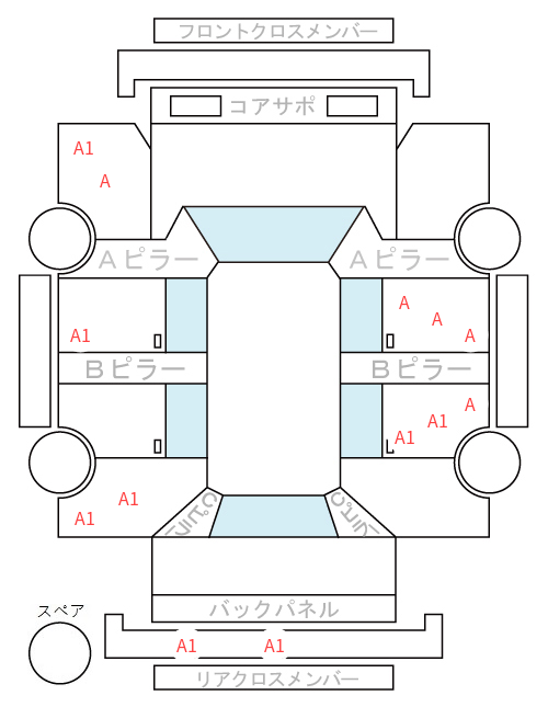 Body condition diagram (damage marks, Japanese labels)