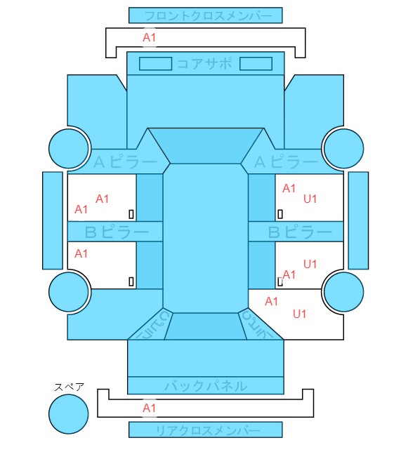 Body condition diagram (damage marks, Japanese labels)