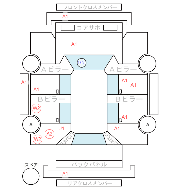 Body condition diagram (damage marks, Japanese labels)