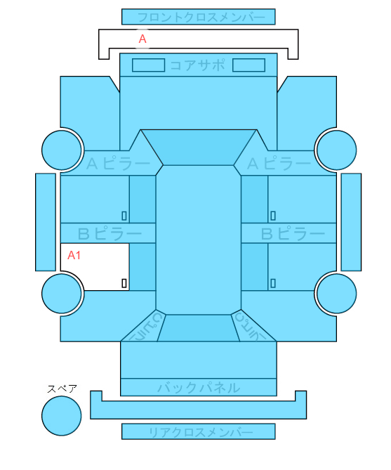 Body condition diagram (damage marks, Japanese labels)